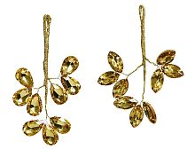 Ёлочная подвеска ХРУСТАЛЬНЫЕ ЛИСТЬЯ, акрил, золотые, 15 см, Kaemingk (Decoris)