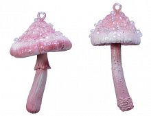 Набор ёлочных игрушек "Волшебные грибы", полистоун, нежно-розовый, 6-6.5 см, 2 шт, Kaemingk