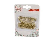 Крючки для ёлочных украшений КАССИ, металл, золотые, 4 см, 20 шт., Due Esse Christmas