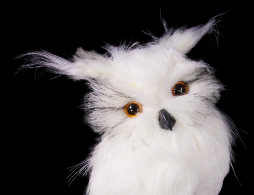 Декоративная фигурка "Филин-пушистик", белый, искусственный мех, перо, Koopman International фото 5