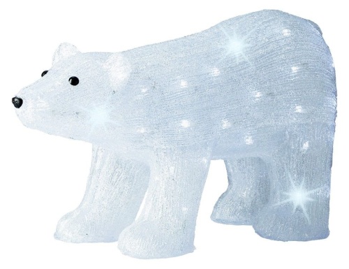 Светящаяся акриловая фигура ПОЛЯРНЫЙ МЕДВЕДЬ, белый, 50 холодных белых LED-огней, 61х33 см, уличный, Kaemingk (Lumineo) фото 2