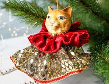 Ёлочная игрушка КОШЕЧКА АНДЖЕЛИКА, полистоун, текстиль, 9 см, Winter Deco