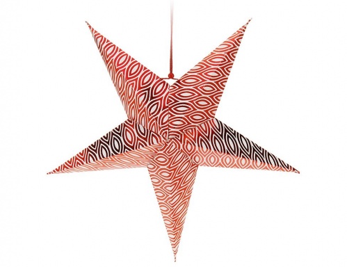 Подвесная "Домашняя звезда" бумажная, красная, с орнаментом и глиттером, 40 см, разные модели, Koopman International