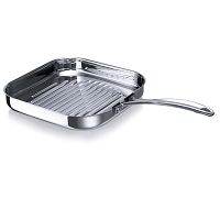 Сковорода-гриль CHEF BEKA 265х265 см с зеркальной полировкой, из нержавеющей стали, высота борта 45 см, серого цвета