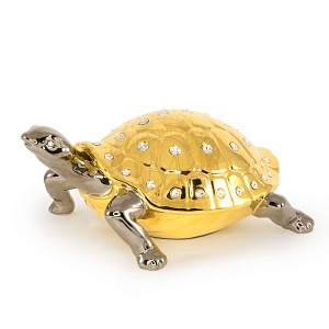 GIARDINO Статуэтка черепаха 31х22хН13 см, керамика, цвет золото, декор платина, swarovski