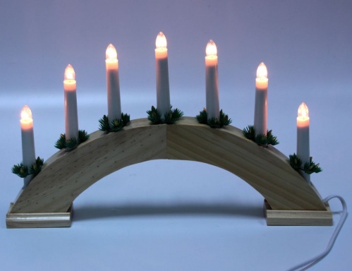 Свечи на деревянной подставке - горке, 7 свечей, 40х28.5 см, SNOWHOUSE фото 2