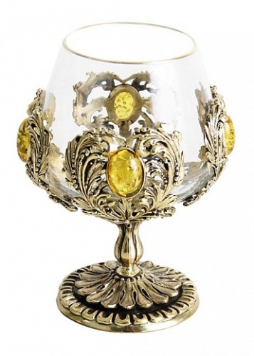 Набор из двух бокалов для коньяка с искусственным камнем (Янтарь желтый) деревянная шкатулка фото 12