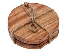 Подставка из дерева КАРЕЛИЯ круглая, дерево, 10 см, 4 шт., Koopman International