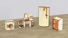 Кукольная мебель деревянная M-WOOD "Ванная" 5 предметов