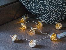 Ретро-гирлянда на батарейках REAL LOFT, 8 теплых белых LED ламп, 1.05+0.3 м, прозрачный ПВХ, IP20, Kaemingk