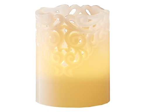 Электрическая восковая свеча "Кружевная", тёплый белый LED-огонь мерцающий, таймер, STAR trading фото 3