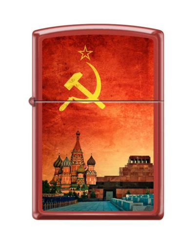 Зажигалка ZIPPO Красная Москва, латунь/сталь с покрытием Red Matte, красная, матовая, 36x12x56 мм, 233 SOVIET DESIGN