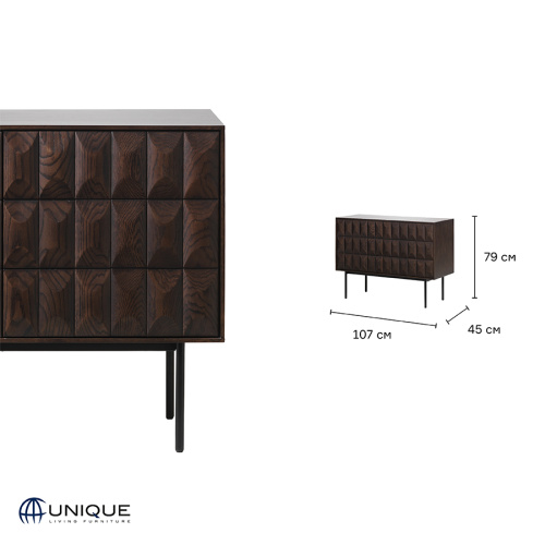 Комод unique furniture, latina, 2 секции, 107х45х79 см фото 3