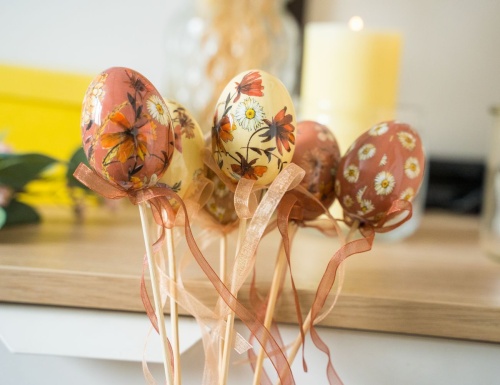 Декоративные пасхальные яйца на палочках УСЛАДА ДЛЯ ДУШИ, 6 см (упаковка 6 шт.), Kaemingk фото 2