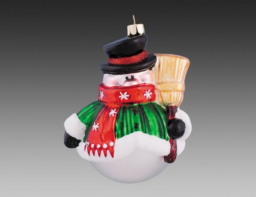 Ёлочная игрушка "Снеговик в зелёном кафтане", стекло, 8х8х10 см, Holiday Classics