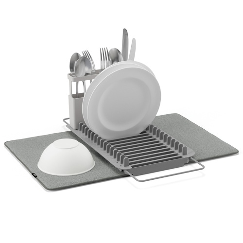 Коврик для сушки посуды с полкой для раковины udry 51х17х57 см, темно-серый фото 5