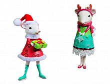 Ёлочная игрушка "Мышка на рождественской прогулке", полистоун, 5х12.7 см, разные модели, Holiday Classics