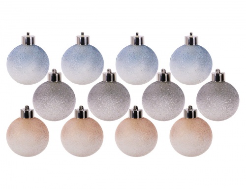 Набор светящихся ёлочных шаров "Лунные росинки", стекло, тёплые белые LED-огни, 8 см, 12 шт., батарейки, Koopman International фото 2