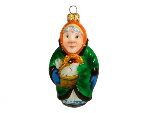 Ёлочная игрушка "Бабка с курочкой", коллекция 'Формовые игрушки', стекло, 11 см, Ариель