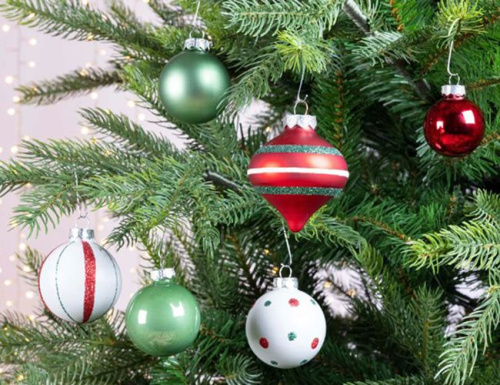 Набор стеклянных шаров Christmas Candy: Wonderful Time, красный, белый и зелёный, 4-6 см, 20 шт., Winter Deco фото 2