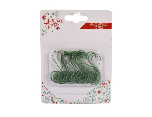 Крючки для ёлочных украшений КАССИ, металл, зелёные, 4 см, 20 шт., Due Esse Christmas