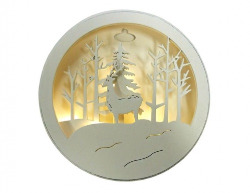 Светящаяся объёмная миниатюра "Дружелюбный олень", круглая, 4 LED-огня, батарейки, дерево, 14.3 см, Peha Magic фото 2