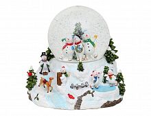 Музыкальный снежный шар с подсветкой и метелью Семья Снеговиков 19*18 см (Sigro)