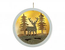 Светящийся медальон "Добрый лес - олень", 4 тёплых белых LED-огня, 3х14 см, таймер, батарейки, Kaemingk
