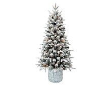 Искусственная ель с лампочками Aspen, заснеженная, в кашпо, хвоя - PE+PVC, 140 тёплых белых LED-огней, 1.22 м, A Perfect Christmas