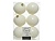 Набор однотонных пластиковых шаров глянцевых и матовых, цвет: белая шерсть, 80 мм, упаковка 6 шт., Kaemingk