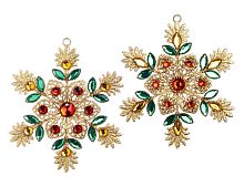 Ёлочное украшение ДРАГОЦЕННЫЙ СНЕГОПАД, металл, стразы, в асс., 12 см, Goodwill