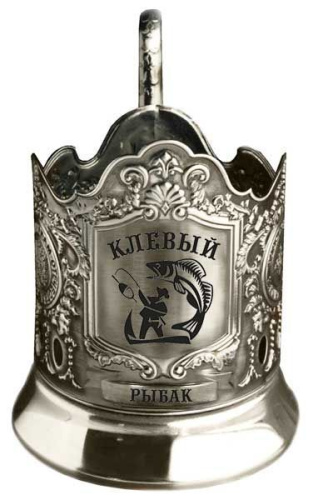 Подстаканник "Клевый рыбак" из нержавеющей стали и стекла, серого цвета, с декоративными элементами 65 см фото 3