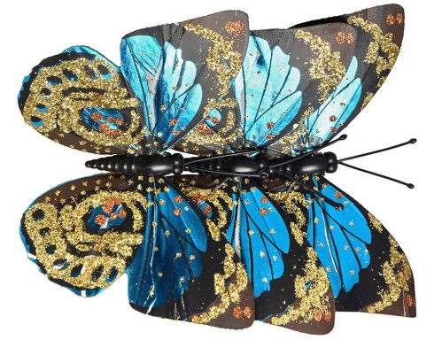 Набор "Небесные бабочки" на проволоке, перо, 12x10 см (упаковка 3 шт.), разные модели, Kaemingk фото 2