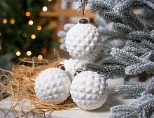 Набор стеклянных шаров ЭШЕЛЬ БЛАН, белый, 10 см, 4 шт., Winter Deco