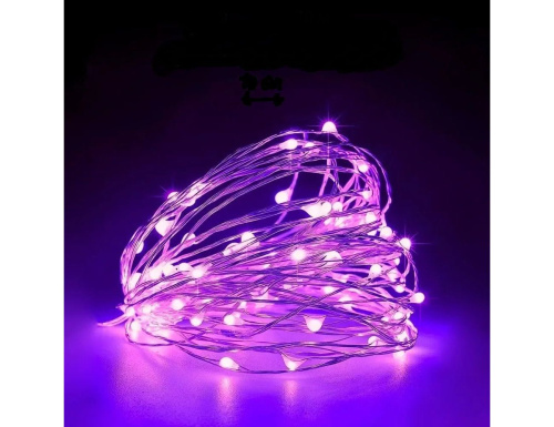 Электрогирлянда ВОЛШЕБНЫЕ КАПЕЛЬКИ, 100 ярких розовых mini LED-ламп, 10+1.5 м, провод-серебристая проволока, SNOWHOUSE