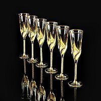 DELIZIA Бокал для шампанского, набор 6 шт, хрусталь/декор золото 24К