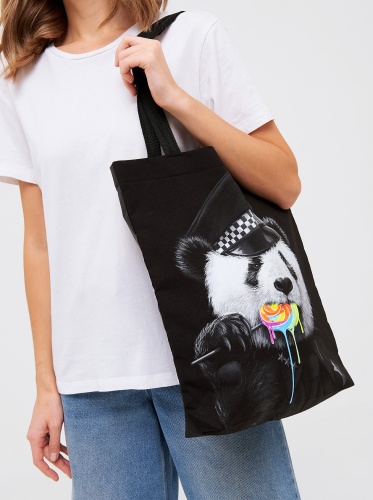 Cумка-шоппер"Панда в фуражке" фото 4