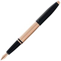 Cross Calais - Brushed Rose Gold Plate and Black Lacquer, перьевая ручка, M