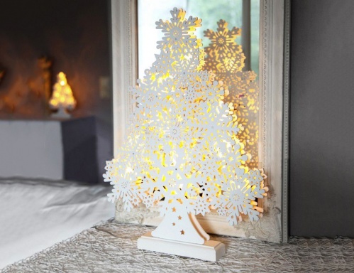 Новогодний светильник "Снежная ёлочка" с LED-огнями, батарейки, дерево, 29х22 см, STAR Trading Svetlitsa фото 2