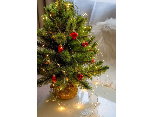 Гирлянда КОНСКИЙ ХВОСТ, 100 тёплых белых mini LED-ламп, 10*1 м+5 м, серебряный провод, уличная, Koopman International фото 2