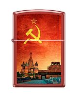 Зажигалка ZIPPO Красная Москва, латунь/сталь с покрытием Red Matte, красная, матовая, 36x12x56 мм, 233 SOVIET DESIGN