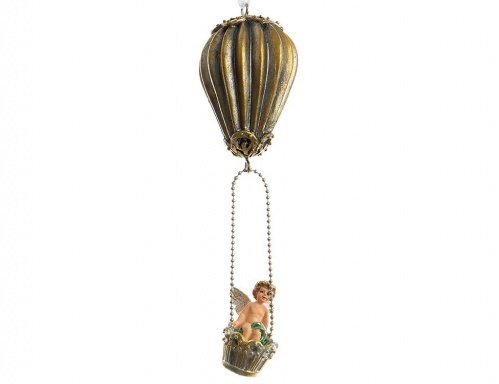 Ёлочная игрушка "Амурчик на воздушном шаре", полистоун, 13 см, Kaemingk