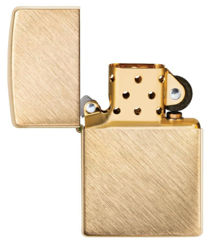 Зажигалка Zippo Classic с покрытием Herringbone Sweep Brass, латунь/сталь, золотистая, матовая, 36x1 фото 4