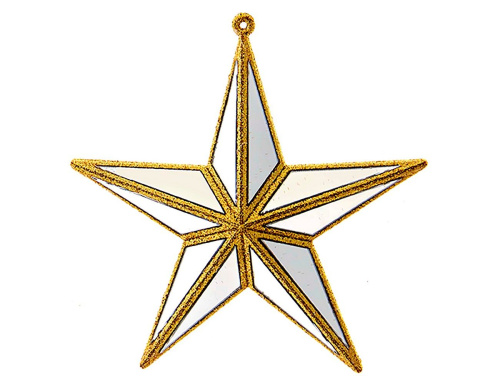 Ёлочная игрушка ЗЕРКАЛЬНАЯ ЗВЕЗДА, пластик, золотая, 14 см, Kurts Adler