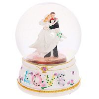 Фигурка декоративная в стеклянном шаре "Жених и невеста" (с подсветкой), Н13 см 632608