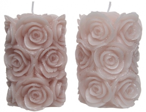 Дизайнерская свеча "Мерцающие розы", нежно розовая, 7x10 см, Kaemingk фото 3