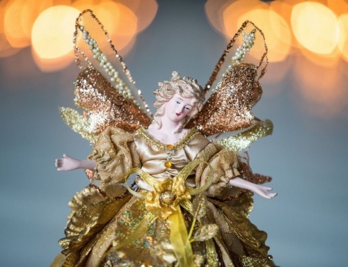 Кукла на ёлку "Цветочная фея" золотая, 30 см, подвеска, Eggl фото 2