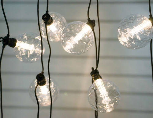 Гирлянда из лапочек ПАЛЛИНЕ ИН РИЛЬЕВО, 10 теплых белых LED-огней, 4.5 м, коннектор, чёрный провод ПВХ, уличная, Kaemingk фото 5