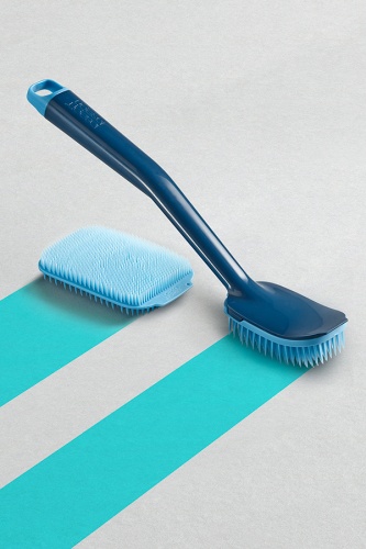 Щетка для мытья посуды cleantech с запасной насадкой, синяя фото 6