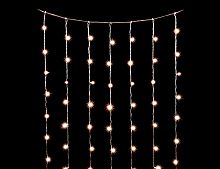 Гирлянда штора Quality Light 2*3 м, 600 экстра теплых белых LED ламп, прозрачный ПВХ, соединяемая, IP20, Laitcom